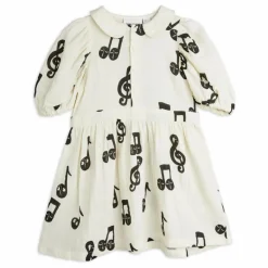 Mini Rodini Robe Notes Gaze de Coton Bio | Blanc Discount