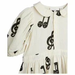 Mini Rodini Robe Notes Gaze de Coton Bio | Blanc Discount