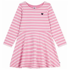 Clearance Petit Bateau Robe Rayée Jersey Coton Bio | Rose bonbon
