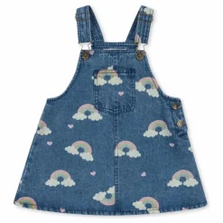 Konges Sløjd Robe Salopette en Jean Magot Arc en Ciel Coton Bio | Bleu