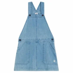 Enfant Petit Bateau Robe Salopette Meduse Denim |