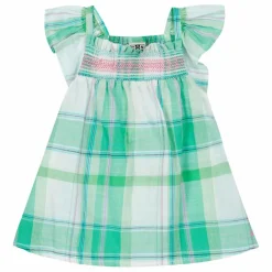 Bonton Robe Smockée Louise Carreaux | Vert