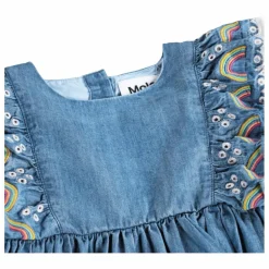 Molo Robe Volants Carlene Arc-en-ciel Coton Bio | Bleu jean Discount