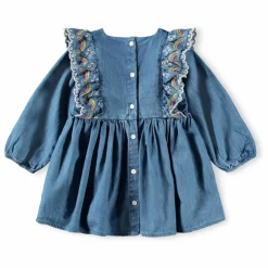 Molo Robe Volants Carlene Arc-en-ciel Coton Bio | Bleu jean Discount