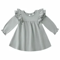 Discount Quincy Mae Robe Volants Coton Bio | Bleu gris