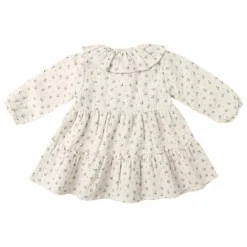 Quincy Mae Robe Volants Fleurie Gaze de Coton Bio | Ecru