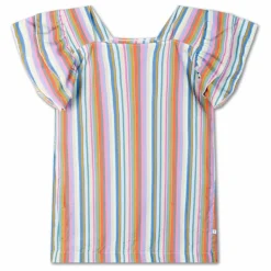 Repose AMS Robe Volants Rayures Tencel | Blanc