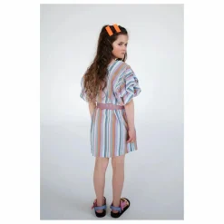 Repose AMS Robe Volants Rayures Tencel | Blanc