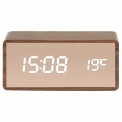Present Time Réveil LED Copper en bois | Noyer Clearance