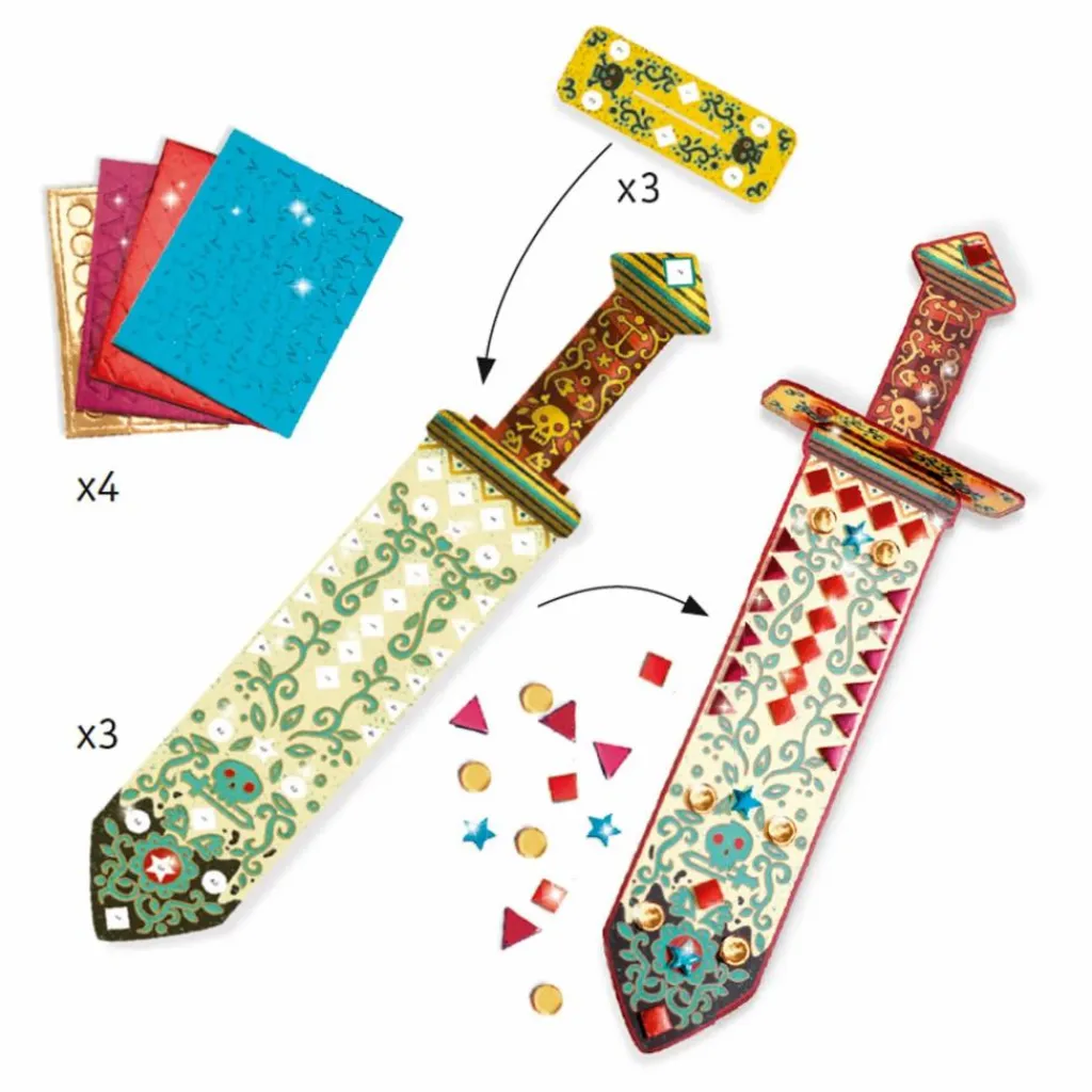 Djeco Loisirs Créatifs|Sabres à décorer Comme un pirate - Set de 3
