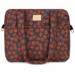 Nobodinoz Sac à langer imperméable Hyde Park Maroon Poppies | Brique Online