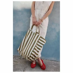 Hot Rose in April Sac cabas rayé Elisa | Olive