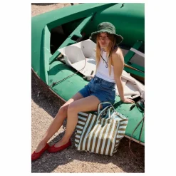 Hot Rose in April Sac cabas rayé Elisa | Olive