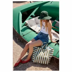 Hot Rose in April Sac cabas rayé Elisa | Olive