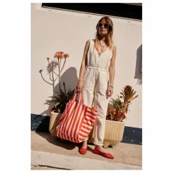 Rose in April Sac cabas rayé Elisa | Rose pâle Hot