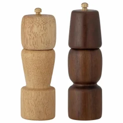 Bloomingville Salière et poivrière Mill en bois - Set de 2 Naturel New