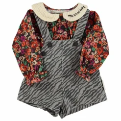 Piupiuchick Salopette Courte Zébrée | Gris Outlet