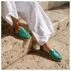 Outlet Mapache Sandales Alegre Métallisées | Vert émeraude