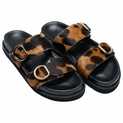 Femme Lachoix Sandales Double Boucles Léopard |