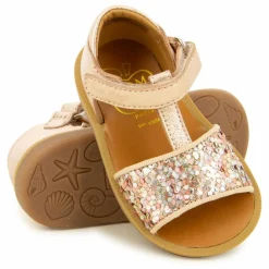 Pom d'Api Sandales Poppy Easy Glitter | Or rose Discount