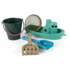 New Dantoy Seau et bateau de plage avec leurs accessoires en bioplastique | Bleu