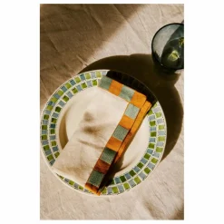 Best Tressé Serviette de table Damier en lin | Ecru