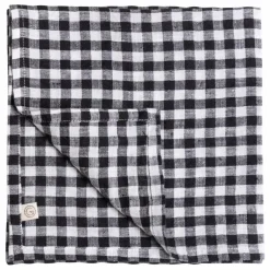 Best Gabrielle Paris Serviette de table en lin lavé vichy | Noir
