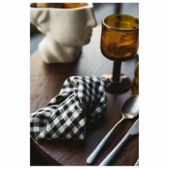 Best Gabrielle Paris Serviette de table en lin lavé vichy | Noir