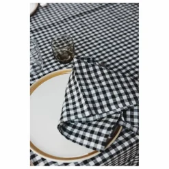Best Gabrielle Paris Serviette de table en lin lavé vichy | Noir