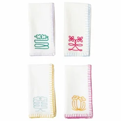 Tarta Gelatina Serviettes de table brodées - Set de 4 Multicolore Sale