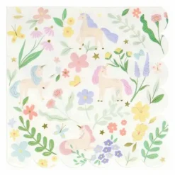 Enfant Meri Meri Décoration De Fête|Serviettes en papier Meadow Licornes - Set de 16