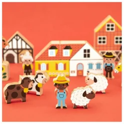 Janod Set de cubes en bois Campagne - Cross Roads