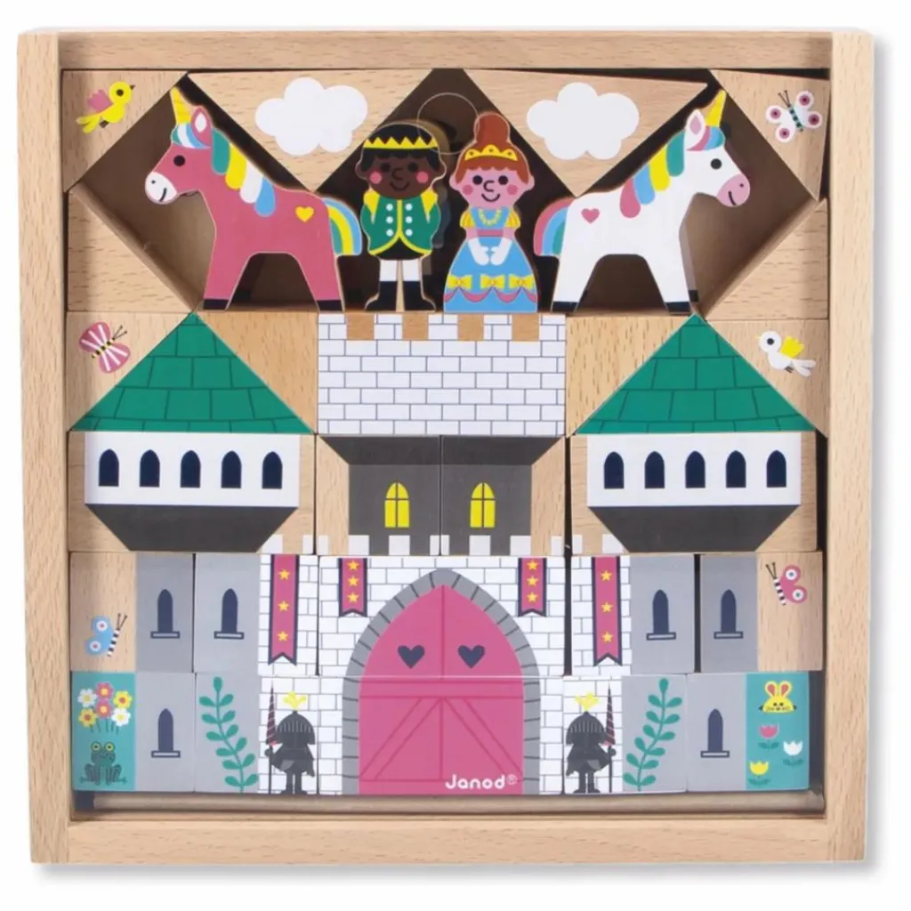 Janod Jouets D'Éveil|Set de cubes en bois Royaume enchanté - Cross Roads