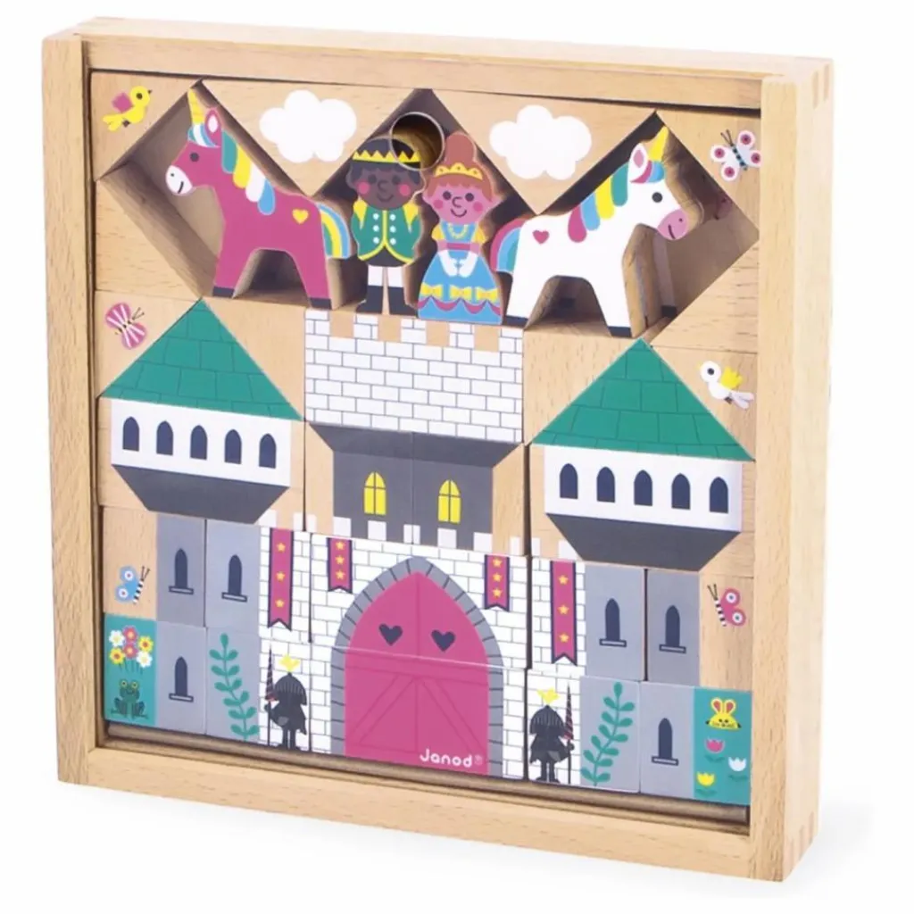 Janod Jouets D'Éveil|Set de cubes en bois Royaume enchanté - Cross Roads