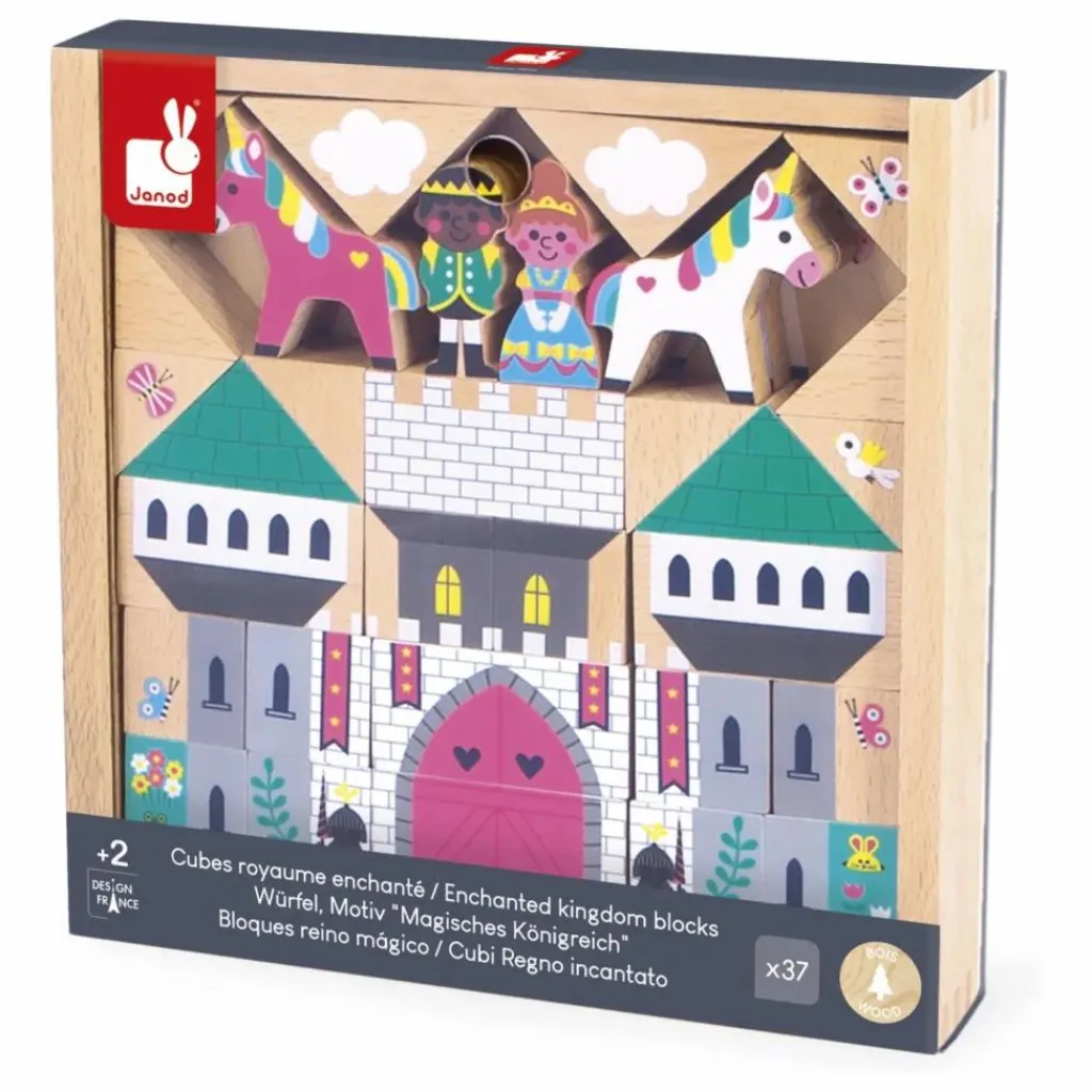 Janod Jouets D'Éveil|Set de cubes en bois Royaume enchanté - Cross Roads