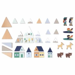 Clearance Janod Set de cubes en bois Vallée blanche - Cross Roads Multicolore