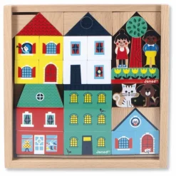 Janod Set de cubes en bois Ville - Cross Roads Multicolore New