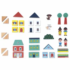 Janod Set de cubes en bois Ville - Cross Roads Multicolore New