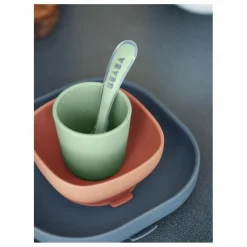 Béaba Set vaisselle silicone 4 pièces | Sauge