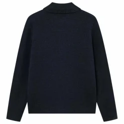 Les Deux Surchemise Col Côtelé Fischer Milano Laine Épaisse | Bleu foncé Discount