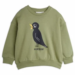 Mini Rodini Sweat Blackbird Coton Bio | Vert de gris