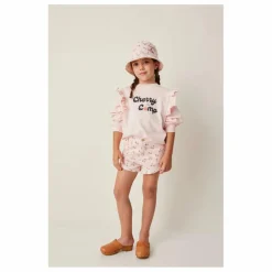 Tocoto Vintage Sweat Cerise Volants | Rose pâle