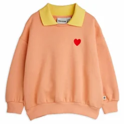 Clearance Mini Rodini Sweat Col Cœur Coton Bio | Rose pâle