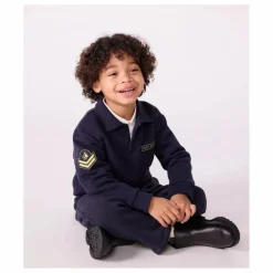 Petit Bateau Sweat Col Polo Badges | Bleu marine Clearance