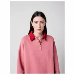 Bobo Choses Sweat Col Polo Oversize Colour Block Coton Bio - Collection Femme | Rose Sale