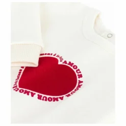 Petit Bateau Sweat Cœur Amour | Ecru Hot