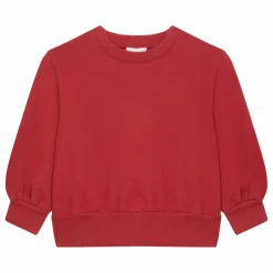 Outlet SMALLABLE BASICS Sweat Fille Boxy Molleton Bio | Rouge cerise