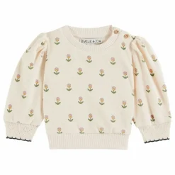 Best Emile et Ida Sweat Fleurs Douce Eponge | Crème