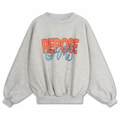 Clearance Repose AMS Sweat Iris Crop Coton Bio | Gris chiné