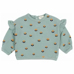 Búho Sweat Naïf Volants Coton Bio | Vert Cèdre